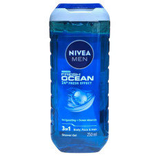 Гель для душа 3в1 для тела, волос и лица Nivea Men Fresh Ocean океанская свежесть, 250 мл